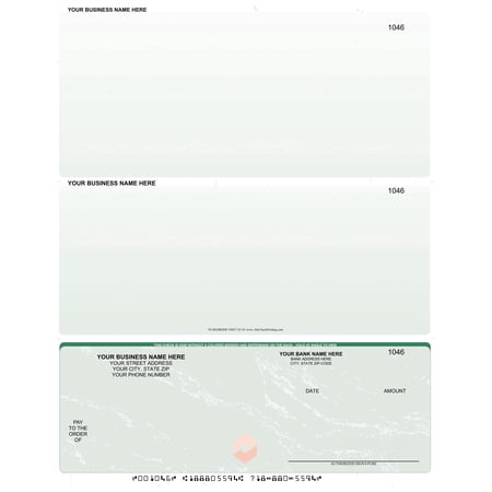Abc Laser Business Checks – Checks on Bottom, Marble Green, 100 Count