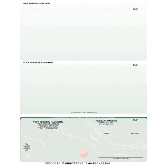 Abc Laser Business Checks – Checks on Bottom, Marble Green, 100 Count