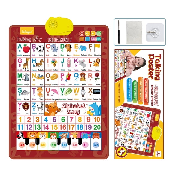 ABC Learning for Toddlers Learning Toys En/Spanish Electronic Interactive Wall Chart with Musical Alphabet Educational Gifts