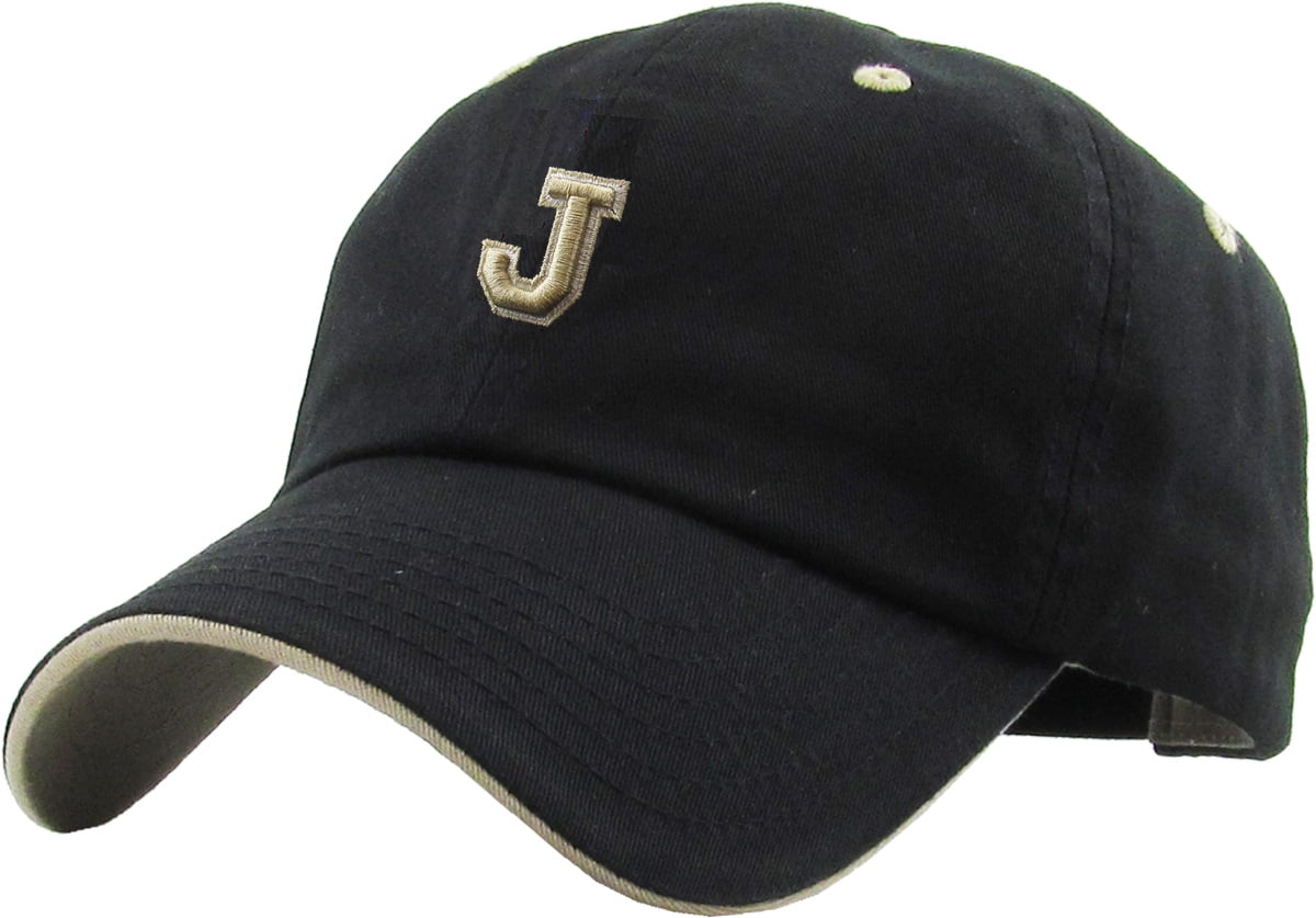 ABC Letter Initial Embroidery Adjustable Dad Hat Cotton 