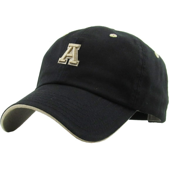 ABC Letter Initial Embroidery Adjustable Dad Hat Cotton Baseball Cap