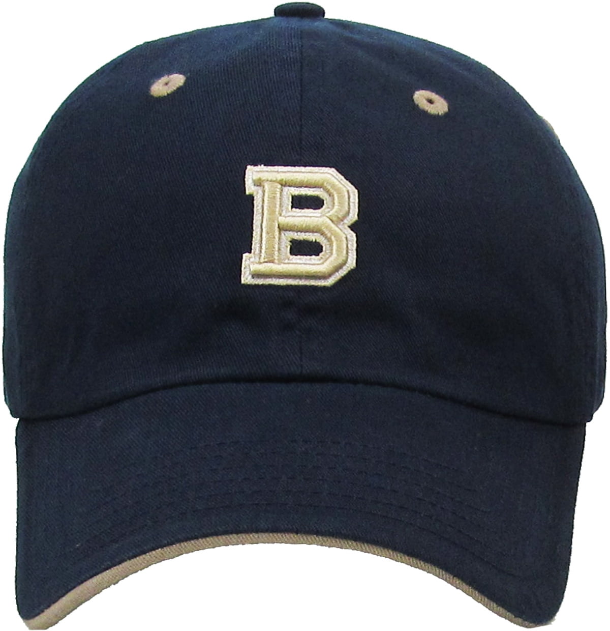 Men's Embroidered 'B' Letter Baseball Cap - 100% Washed Cotton, Adjustable Metal Buckle, Unisex Athletic Hat (Navy)
