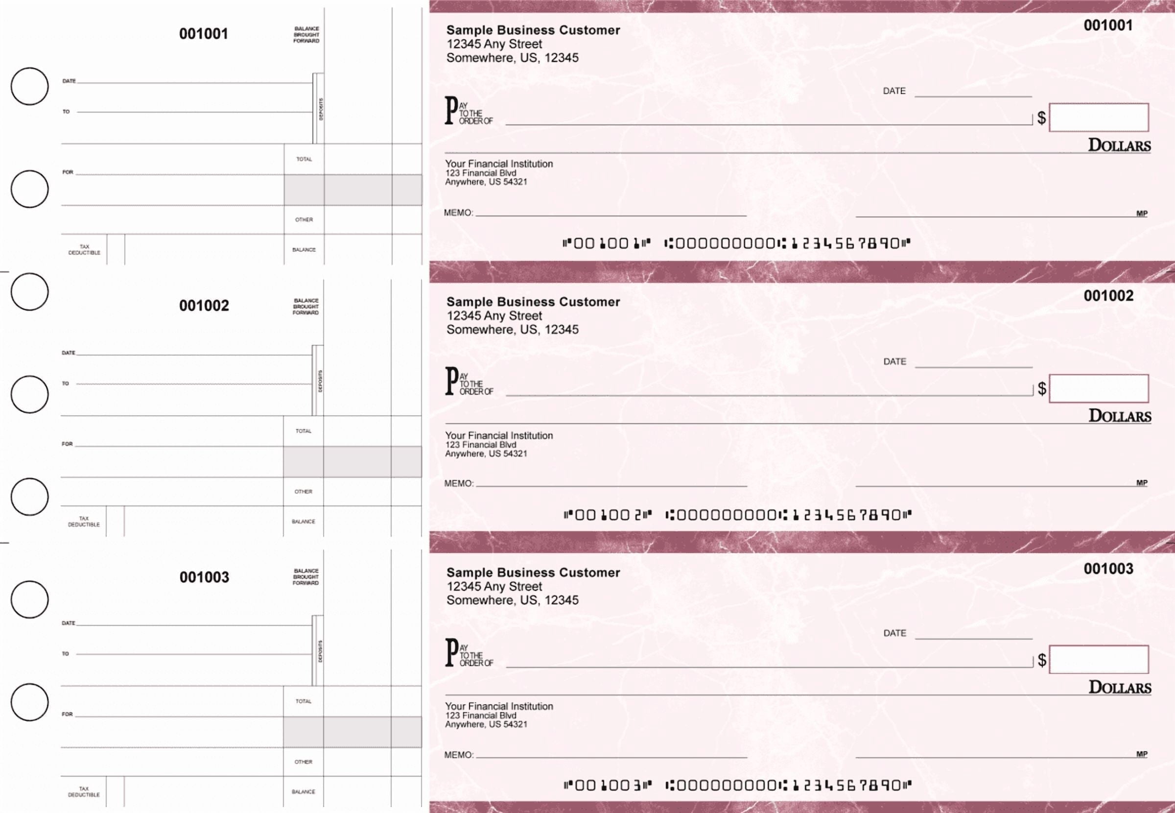 ABC Manual Checks for Business 3 on a Page with Stub Voucher 500 Checks ...