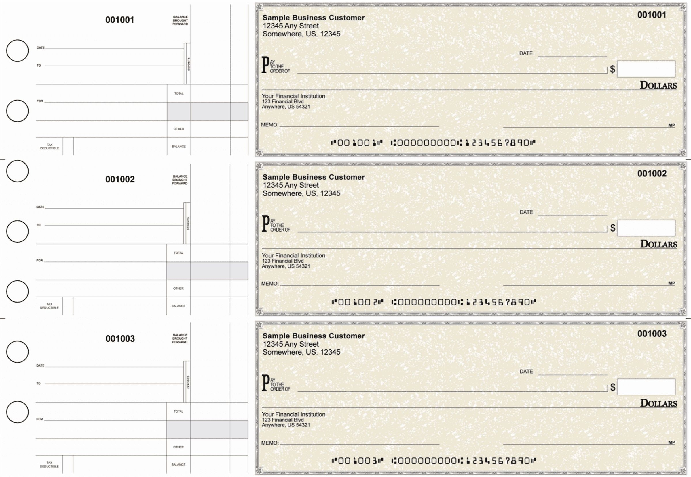 ABC Manual Business Checks – 3-on-a-Page with Stub Voucher, Gold, 1000 ...