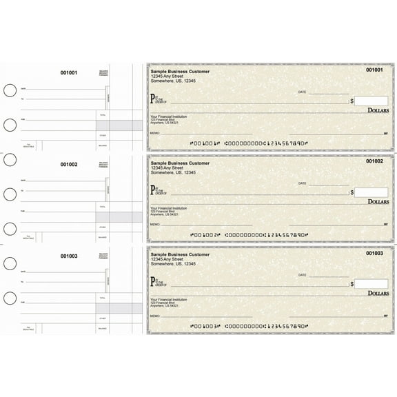 ABC Manual Business Checks, 3-on-a-Page with Stub Voucher, Gold, 500 Count