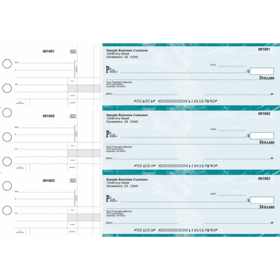 ABC Manual Business Checks, Standard 3-on-a-Page Format, Green, 1000 Checks (9 x 13 in), pack of 1