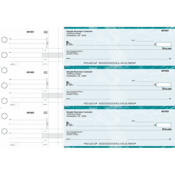 ABC Manual Checks for Business 3 on a Page, Green, 1000 Checks (8.5 x ...
