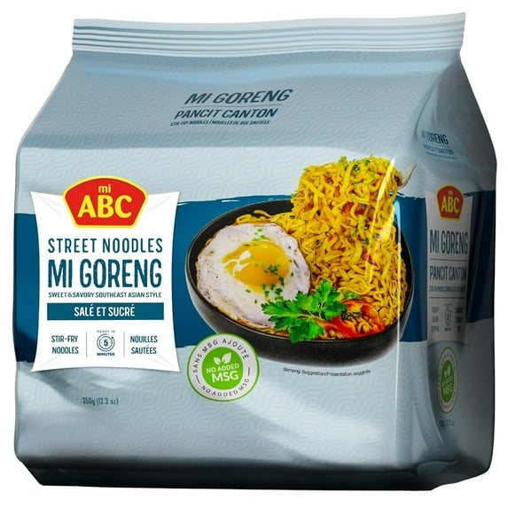 ABC Mi Goreng Classic Stir Fry Street Noodles (Packs of 5) Classic Indonesian Instant Ramen Noodles - No MSG, Halal