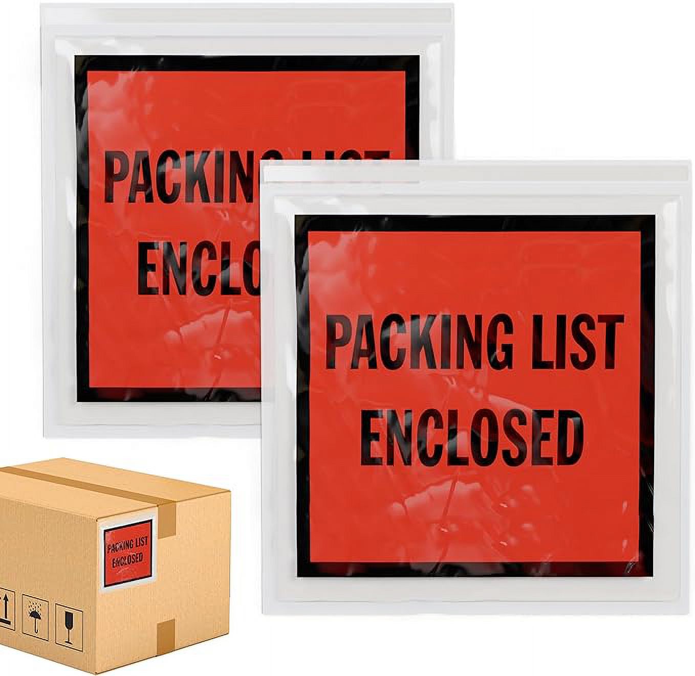 ABC Packing List Enclosed Envelopes 4 x 5 Inch. 100 Pack Clear 2 Mil