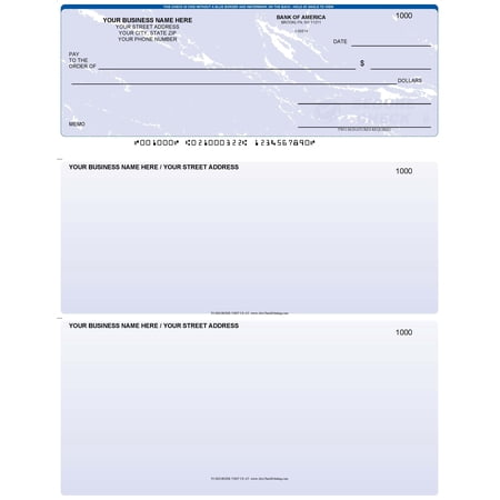 ABC Printed Business Checks Compatible w/Quick Books on Top, Blue Marble - 100 Sheets