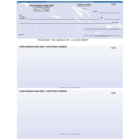 ABC Printed Business Checks Compatible w/Quick Books on Top, Blue Marble - 100 Sheets