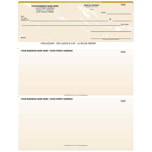 ABC Printed Business Checks Compatible with/QuickBooks Top, Gold Marble (1000 Sheets)