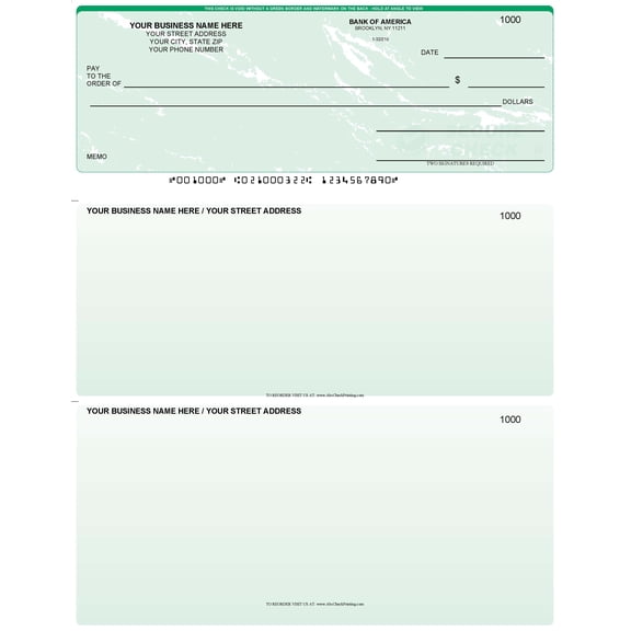 ABC Printed Business Checks Compatible with/QuickBooks Top, Green Marble (1000 Sheets)