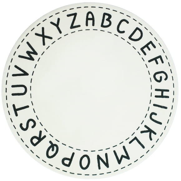 ABC Rug for Kids Room - Round Alphabet Rug w/Non Slip Mat - Machine Washable ABC Carpet for Kids Room - White ABC Rugs for Kids Playroom, Nursery, Classroom - Alphabet Rug for Kids Room (48 inch)