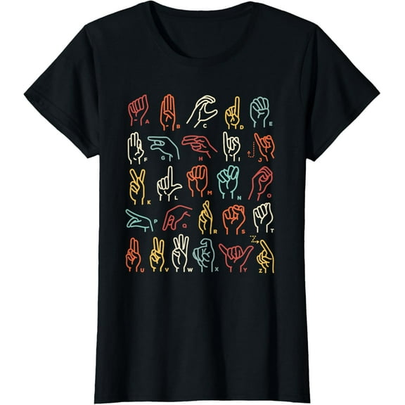 ABC Sign Language Chart Teacher Hand Letter Alphabet ASL T-Shirt