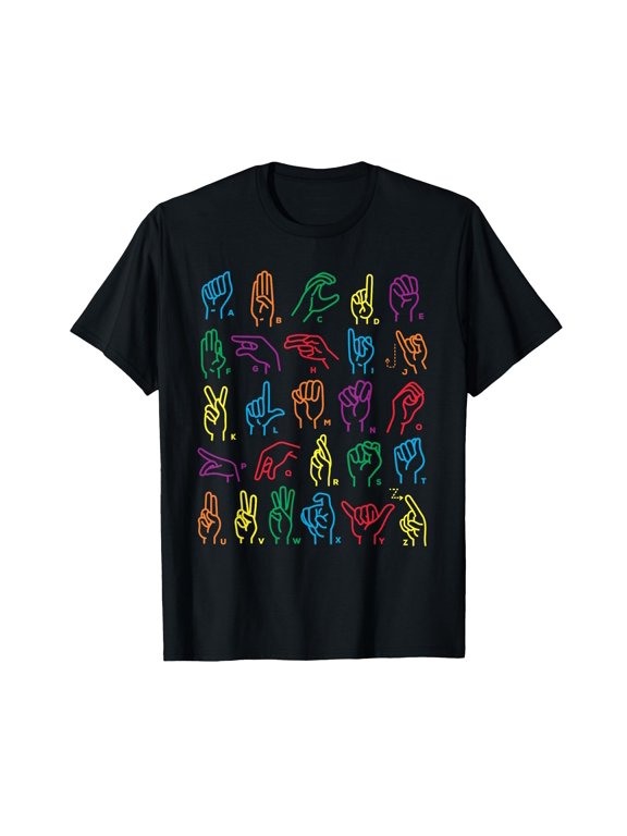 ABC Sign Language Chart Teacher Hand Letter Alphabet ASL T-Shirt