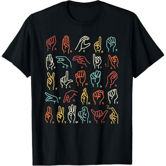 ABC Sign Language Chart Teacher Hand Letter Alphabet ASL T-Shirt
