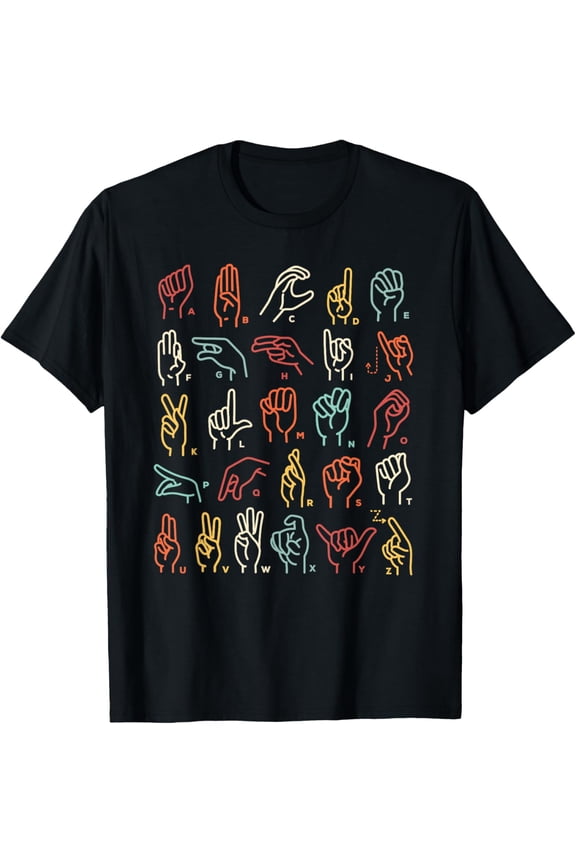 ABC Sign Language Chart Teacher Hand Letter Alphabet ASL T-Shirt