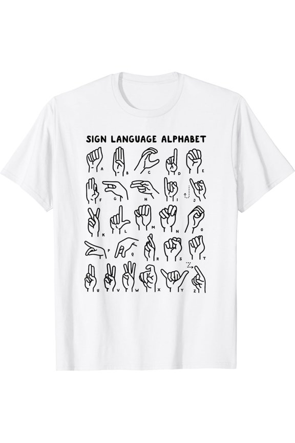 ABC Sign Language Chart Teacher Hand Letter Alphabet ASL T-Shirt