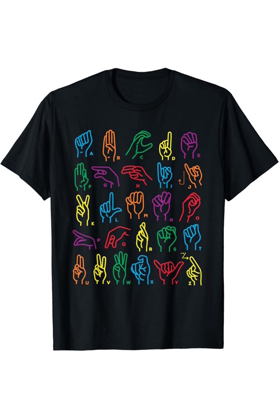 ABC Sign Language Chart Teacher Hand Letter Alphabet ASL T-Shirt