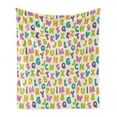 thumbnail image 1 of ABC Soft Flannel Fleece Throw Blanket, Funny Letters in Lively Colors Cartoon Style ABC Alphabet on Polka Dots Backdrop, Cozy Plush for Indoor and Outdoor Use, 50" x 60", Multicolor, by Ambesonne, 1 of 6