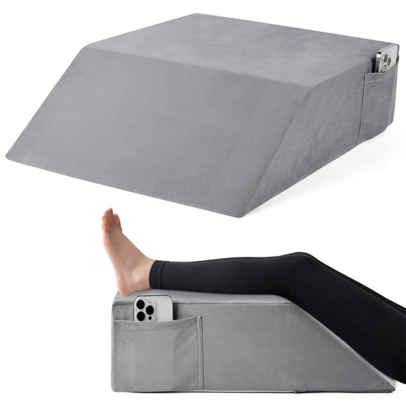WANALIT Wedge Pillows for Post Surgery Recovery, Leg Wedge Pillow for Knee Elevation, Back & Hip Pain Relief, Leg & Ankle Swelling (Grey, Flannelette)