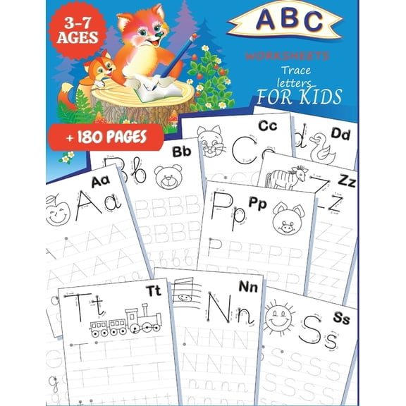 ABC Worksheets: TRACE LETTERS FOR KIDS 3-7 AGES: Practice for Kids with Pen Control, Line Tracing, Fun Book to Practice , (Paperback)