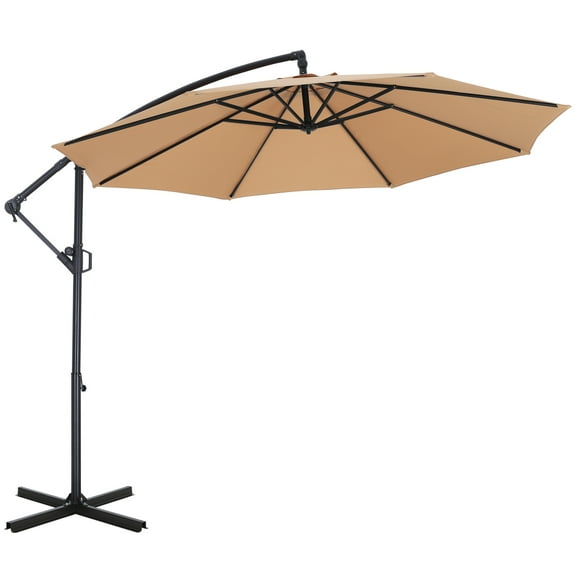 ABCCANOPY 10 FT 360°Rotation Cantilever Patio Umbrella with Crank & Cross Base for Garden, Backyard, Pool and Beach, 12+ Colors(Khaki)