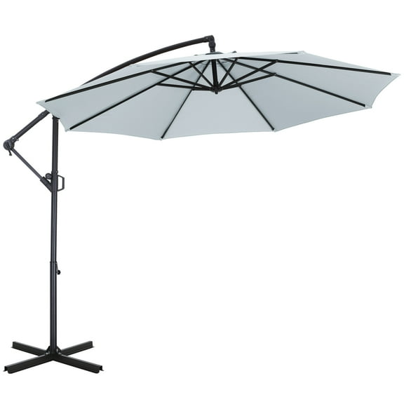 ABCCANOPY 10 FT 360°Rotation Cantilever Patio Umbrella with Crank & Cross Base for Garden, Backyard, Pool and Beach, 12+ Colors(Light Gray)