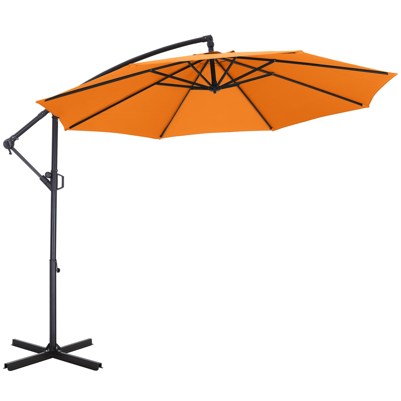 ABCCANOPY 10 FT 360°Rotation Cantilever Patio Umbrella with Crank & Cross Base for Garden, Backyard, Pool and Beach, 12+ Colors(Orange)