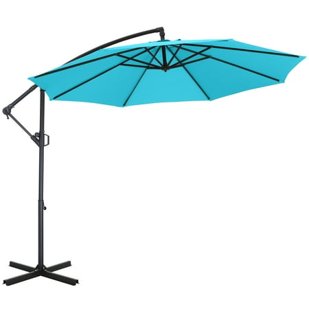 ABCCANOPY 10 FT 360°Rotation Cantilever Patio Umbrella with Crank & Cross Base for Garden, Backyard, Pool and Beach, 12+ Colors(Turquoise)