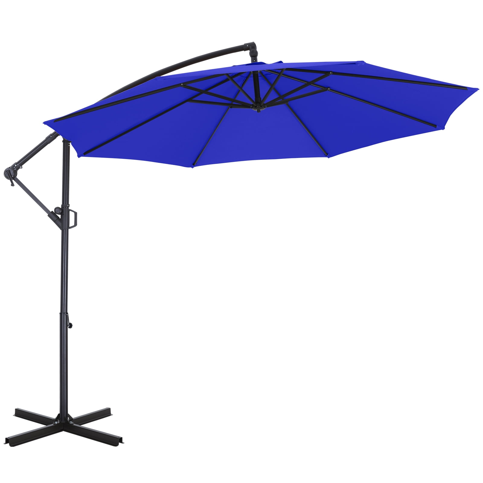 ABCCANOPY 10 FT 360°Rotation Cantilever Patio Umbrella with Crank & Cross Base for Garden, Backyard, Pool and Beach, 12+ Colors(blue)