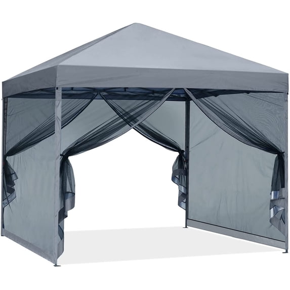ABCCANOPY 10 ft x 10 ft Easy Pop up Outdoor Canopy Tent With Netting, Gray