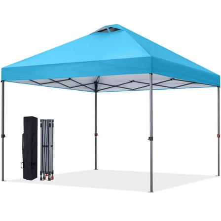 ABCCANOPY 10 ft x 10 ft Easy Pop up Outdoor Portable Instant One Push Function Canopy Tent with Air Vent, Sky Blue