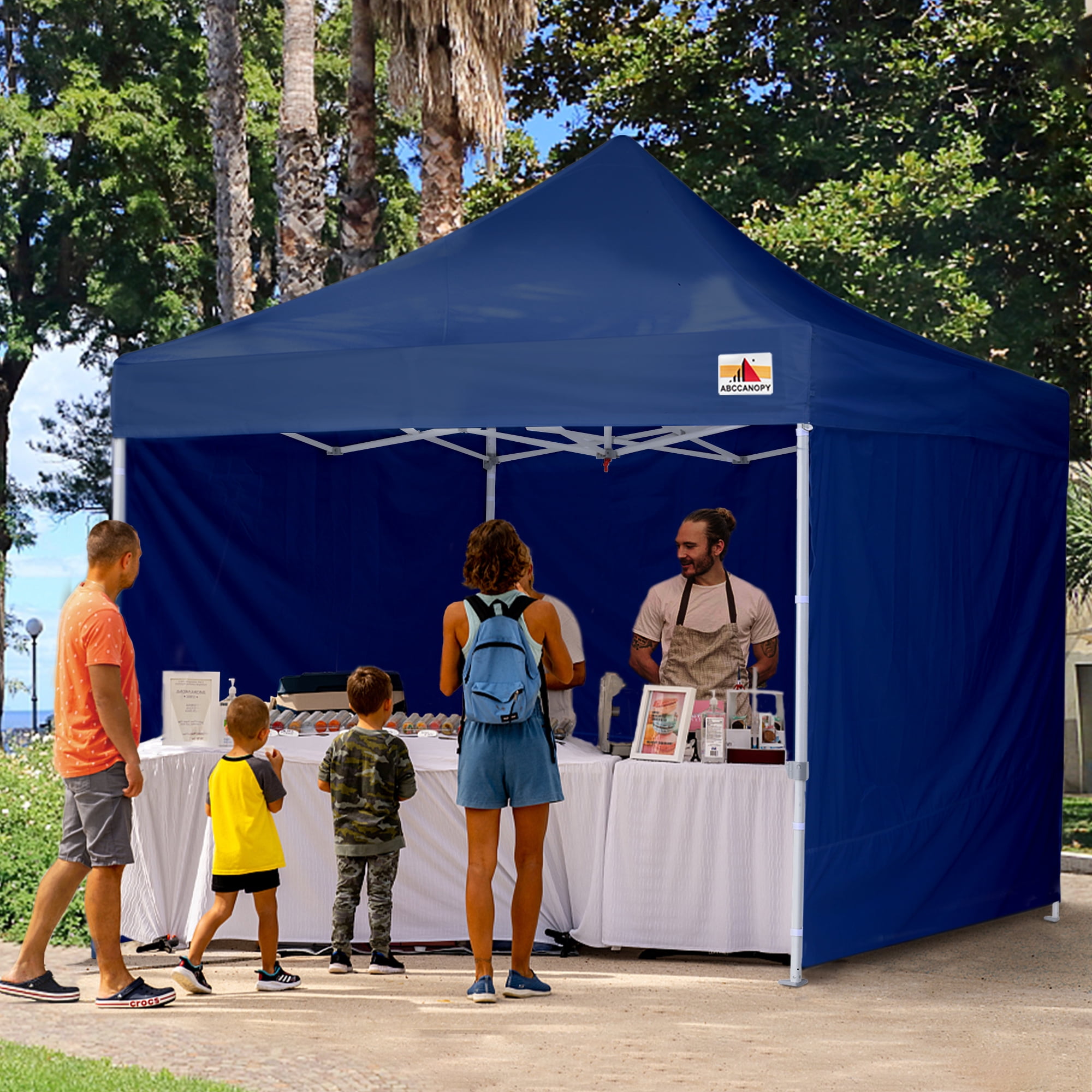 Navy Blue 10' x 10' Metal Pop-Up Canopy Tent with Sidewalls