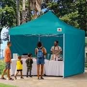 ABCCANOPY 10 ft x 10 ft Metal Pop-Up Commercial Canopy Tent with walls, Turquoise