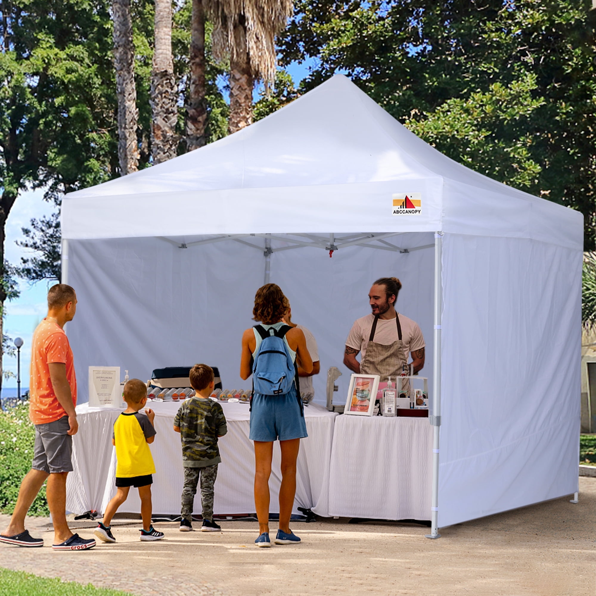 ABCCANOPY 10 ft x 10 ft Metal Pop Up Commercial Canopy Tent with walls White