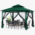 thumbnail image 1 of ABCCANOPY 10'x12' Patio Gazebo With Mosquito Netting and Double Soft Roof Canopies for Shade and Rain,Forest Green, 1 of 9