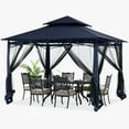 thumbnail image 1 of ABCCANOPY 10'x12' Patio Gazebo With Mosquito Netting and Double Soft Roof Canopies for Shade and Rain,Navy Blue, 1 of 9
