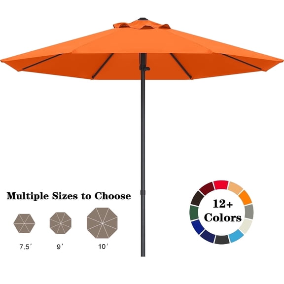 ABCCANOPY 10ft Outdoor Market Hand Push Patio Umbrella,12+Colors, Orange
