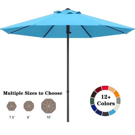 ABCCANOPY 10ft Outdoor Market Hand Push Patio Umbrella,12+Colors, Turquoise