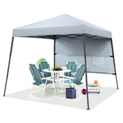 ABCCANOPY 10ft x 10ft Base/8ft x 8ft Top Outdoor Pop Up Slanted Leg Canopy Tent with Sidewall,Gray