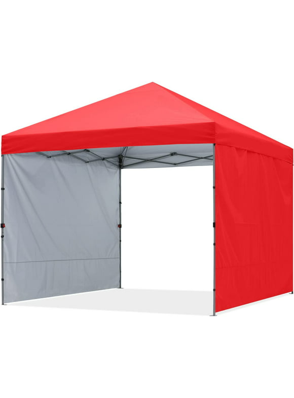 ABCCANOPY 10ft x 10ft Easy Pop up Outdoor Canopy Tent With 2 Side Walls, Red