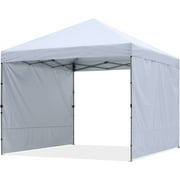 ABCCANOPY 10ft x 10ft Easy Pop up Outdoor Canopy Tent With 2 Side Walls, White