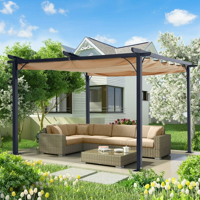 ABCCANOPY 10x10 Metal Steel Outdoor Retractable Shade Patio Gazebo