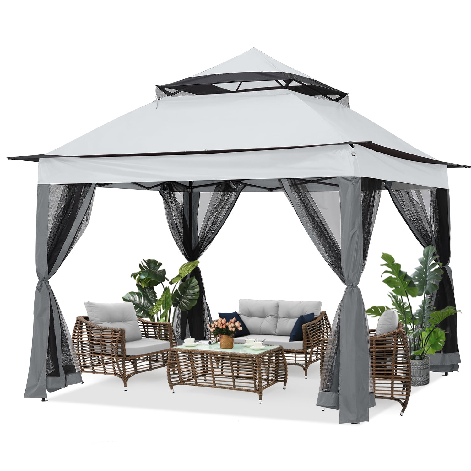 TENDA GAZEBO BUTTERFLY 4X4 IN FERRO EPOXY BIANCO