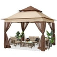 thumbnail image 1 of ABCCANOPY 11'x11' Gazebo Tent Outdoor Pop up Gazebo Canopy Shelter with Mosquito Netting, Khaki, 1 of 6
