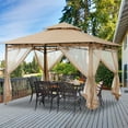 thumbnail image 1 of ABCCANOPY 11'x11' Patio Gazebo With Mosquito Netting and Double Soft Roof Canopies for Shade and Rain,Khaki, 1 of 8