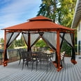 thumbnail image 1 of ABCCANOPY 11'x11' Patio Gazebo With Mosquito Netting and Double Soft Roof Canopies for Shade and Rain,Rust Red, 1 of 8