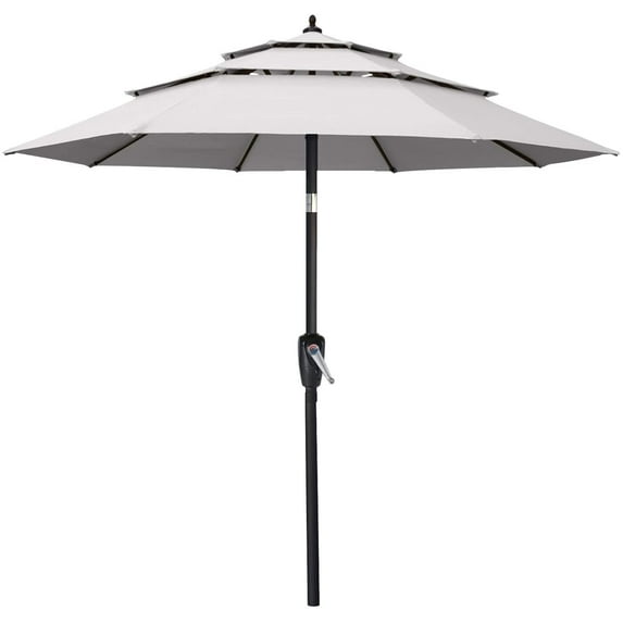 ABCCANOPY 11FT 3 Tiers Patio Umbrella With Crank Handle, Gray